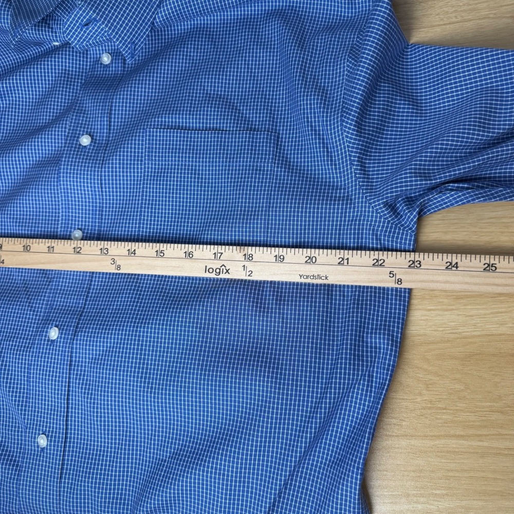 Jos. A. Bank Traveler Collection Button Down Shirt 16-33 Blue Micro Grid Office - Picture 6 of 9